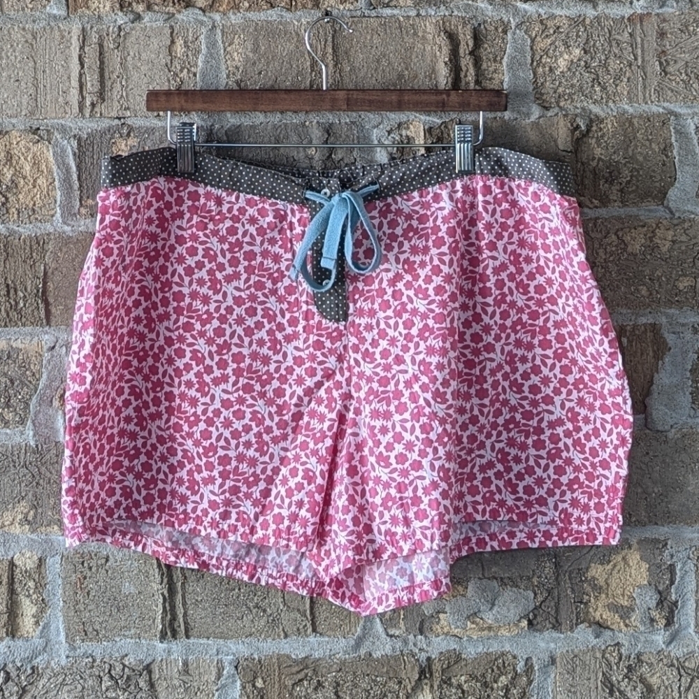 Boden Ditzy Floral Pajama Shorts 100% Cotton Size 20 Pink White Polka Dot - Picture 1 of 9